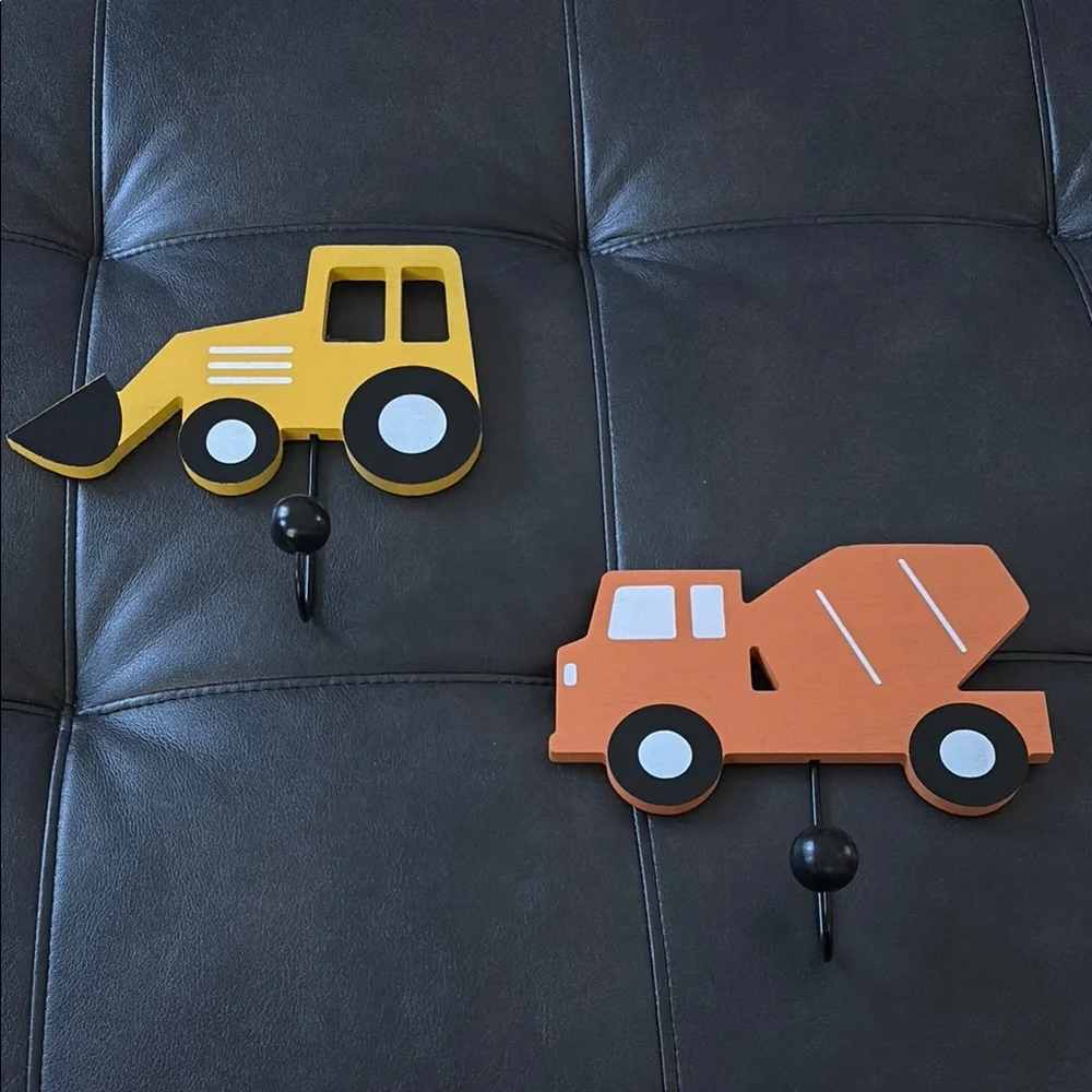 Yellow and Orange Truck Wall Hooks - Kids' Home Wall Decor
